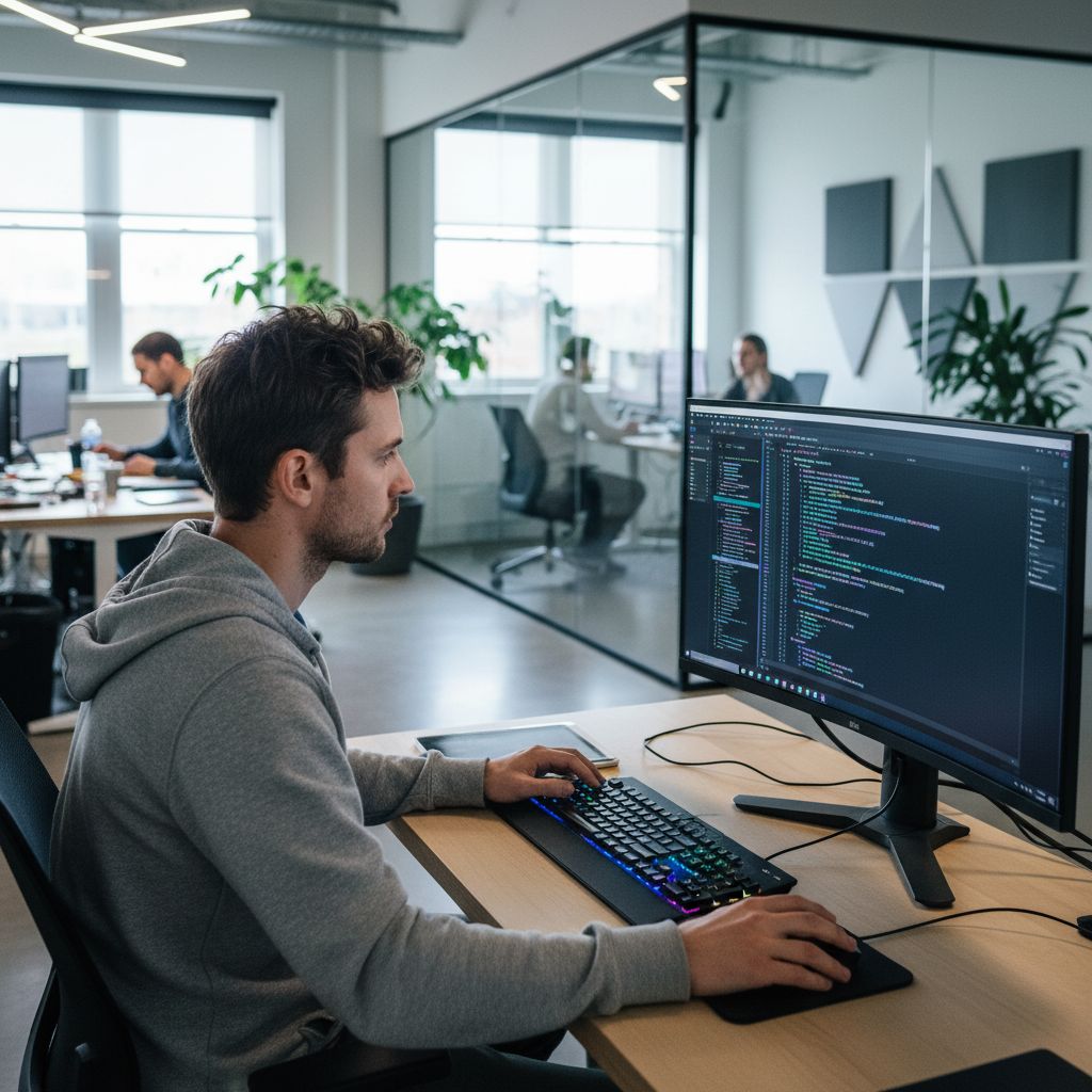 Desarrollador trabajando en IDE profesional